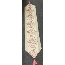 Tapestry Table Runner Beautiful Pink Floral Print - Tassels 165CM X 30CM